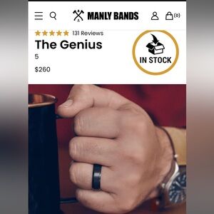 Never worn - Manly Bands “The Genius” Black Ring